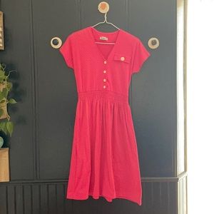 Vintage Taurus II Smocked Back Polka Dot Dress